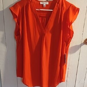 Chaus NWT Silky Feel Medium Women's Bright Orange Blouse, Sleeveless.
